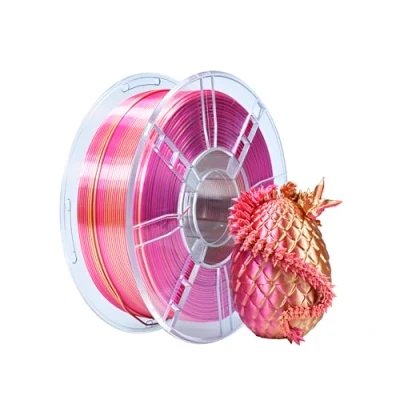 Image de iBOSS Filament PLA Plus Pour imprimante 3D PLA+ 1,75 mm effet soie Bicolore co extrusion brillant 1 kg (2,2 lbs) FDM or rose