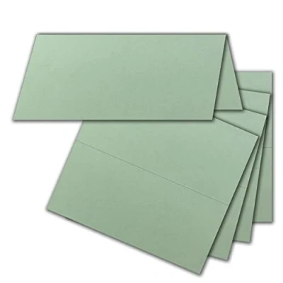 Image de FarbenFroh by GUSTAV NEUSER Lot de 100 cartes table en eucalyptus, verts, 4,5 x 10 cm, vierges, doubles place et nominatives pour mariage fêtes
