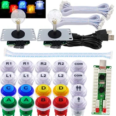 Image de SJ@JX 2 Player Arcade Game LED DIY Kit Button Zero Delay USB Encoder Mechanical Keyboard Switch for PC Raspberry Pi Fight Joystick Xbox Style Color