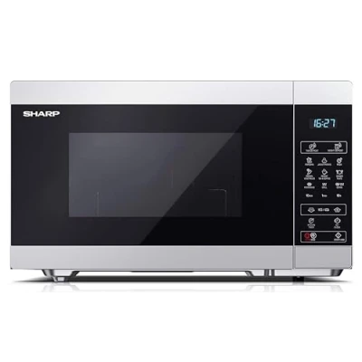 Image de SHARP YC MG02ES Four à micro ondes 20 litres, avec fonction grill, programme de décongélation, 11 niveaux puissance, minuterie, plateau tournant inclus
