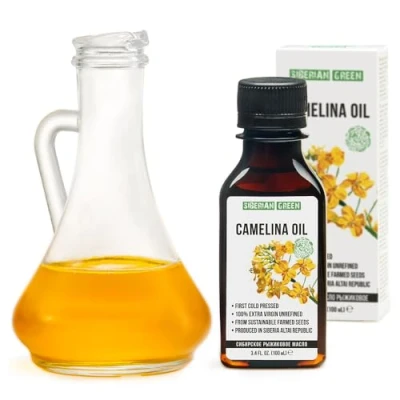 Image de Huile de caméline Sibérie 100% naturelle extra vierge pressée à froid 100 ml / 3.4 fl oz Non raffinée, crue, végétalienne