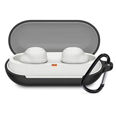 Image de GIOPUEY Étuis Compatible avec Sony WF C700N, Coque Silicone, Poids léger, Antichoc, Portable Noir