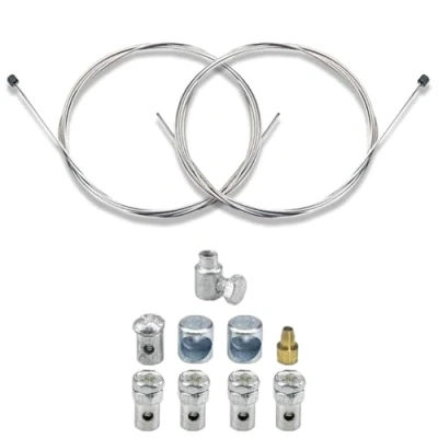 Image de Lot de 2 câbles d&#039;embrayage moto, kit réparation Câble d&#039;accélérateur frein universel avec tétons,2 mètres Serre
