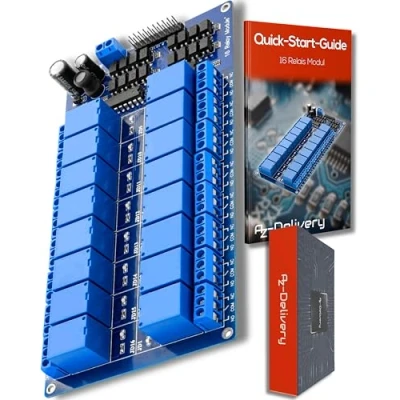 Image de AZDelivery 16 Canaux Module Relay 12V avec Optocoupleur Low Level Trigger Compatible Arduino incluant Un E Book!