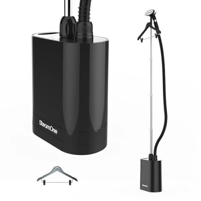 Image de SteamOne Steamer Défroisseur Vapeur 1900W 40g/min Unilys UNI900GB Fer Vertical Autonomie 35min (1200ml) Élimine 99,99% d&#039;Impuretés Prêt en 60s Utilisation et Rangement Faciles Tout Tissu