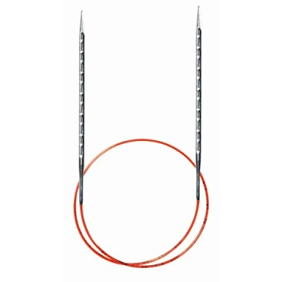 Image de Addi Nouvelles Aiguilles Circulaires Carrées, Metal, Argent/Rouge, 80 cm de longueur x 3,5 mm d&#039;épaisseur