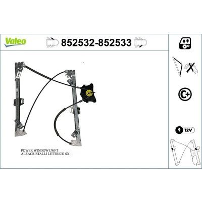 Image de Valeo Lève vitre avant gauche électrique sans moteur avec fonction confort 852532 SKODA: Rapid Spaceback, 3/5 portes, SEAT: Toledo 4