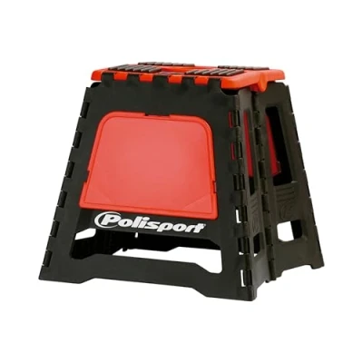 Image de Polisport 8981500004 Chevalet Pliant en polypropylène et Caoutchouc, léger Facile à Transporter avec Le Logo Peint Relief. Conception de Couleur Rouge