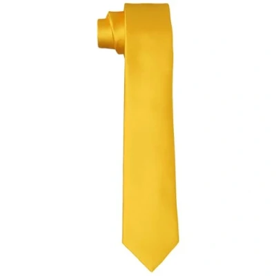 Image de DonDon Cravates pour hommes, faites à la main, look soie 6 cm Ocre jaune