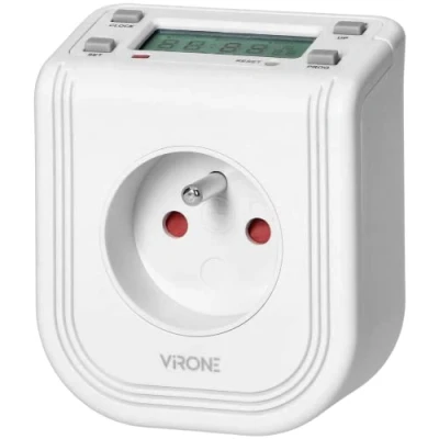 Image de VIRONE DT 4 Prise Programmable avec afficheur LCD supérieur 230 VAC 3680 W 16 programmes simulateur de présence