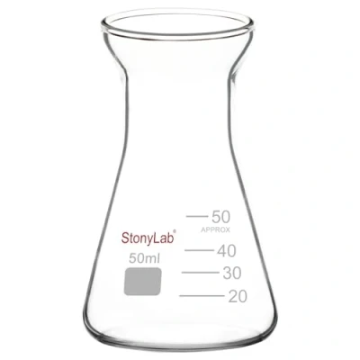 Image de stonylab 1 Paquet Flacon Erlenmeyer à Large Ouverture en Verre, 50 ml Bouteille Verre Borosilicate Flask avec Jante Robuste