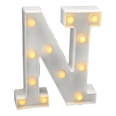 Image de JANDEI Lettres LED avec Lumières, Lettre N Lumière Chaude pour Décoration et Ambiance, Éclairage de Nuit Chevet, Anniversaires, Mariages, Vitrines. Fonctionnant sur batterie