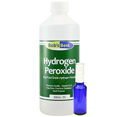 Image de Peroxyde d&#039;hydrogène 3 % de qualité alimentaire 500 ml Flacon pulvérisateur en verre bleu 30 inclus