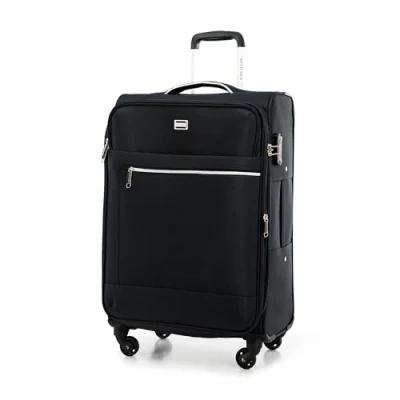 Image de WITTCHEN Mira Line Set de 3 valises Bagages Bagage Souple Valise en Polyester Poignee Manche télescopique Quatre roulettes pivotantes Serrure à Combinaison TSA Taille (S+M+L) Noir