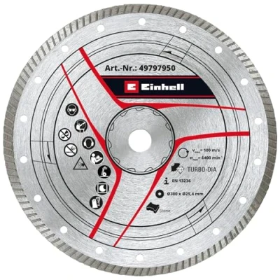 Image de kwb by Einhell Disque de coupe diamant pour scies à pierre (Ø 300 x 25,4 mm, jante 8 régime max. 5 100 tr/min, Einhell)