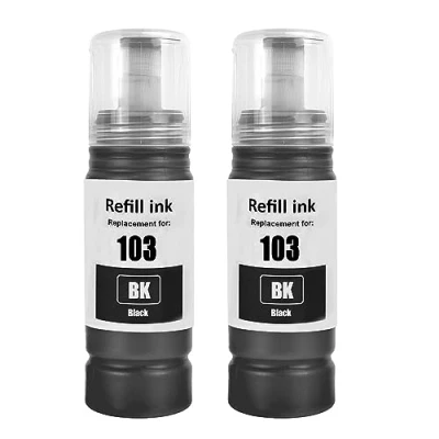 Image de SHUOLEI 103 Encre Compatible avec Epson Bouteille d&#039;encre Multipack, pour L1110 L1210 L1250 L3100 L3101 L3110 L3111 L3116 L3150 L3151 L3156 L3160 L3210 L3211 (2 Pack，2 Noir)