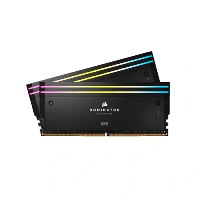 Image de CORSAIR Dominator Titanium RGB DDR5 RAM 96Go (2x48Go) 7000MHz CL40 Intel XMP Mémoire Informatique Compatible iCUE Noir (CMP96GX5M2B7000C40)