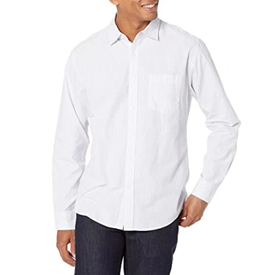 Image de Amazon Essentials Chemise en Popeline à Manches Longues, Style Décontracté, Coupe Standard Homme, Lavande Blanc Rayures Verticales, XL