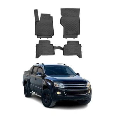 Image de Tapis de Sol Compatible avec VW Amarok 2010 2021 Caoutchouc TPE Noir