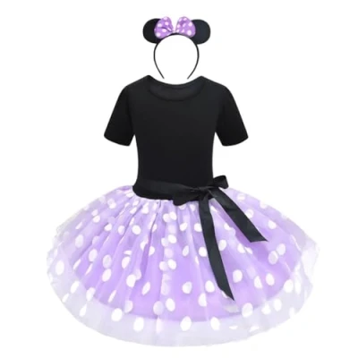 Image de Lito Angels Deguisement Robe Minnie Mouse Enfant Fille, avec Oreilles de Souris Serre tete, Taille 2 3 ans, Violet (étiquette en tissu 100)