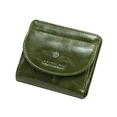 Image de Contacts Mini Porte Monnaie d&#039;affaires décontracté en Cuir véritable pour Femme/Homme avec Poche et Cartes (Vert)
