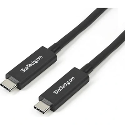 Image de StarTech.com Câble Thunderbolt 3 vers de 1 m avec PD 100 W Double 4K ou 5K Complet Charge USB Type C Certifié TB3 Actif 40 Gb/s (TBLT3MM1MA)