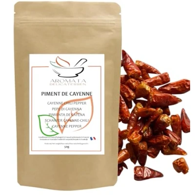 Image de AROMATA Piment de Cayenne entier fort séché Langue d&#039;oiseau / 50 gr