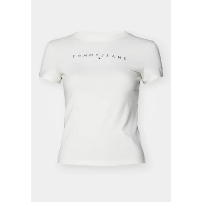 Image de Tommy Jeans SLIM Linear TEE Tshirt imprimé, Femme, Taille: 40, Ancient white