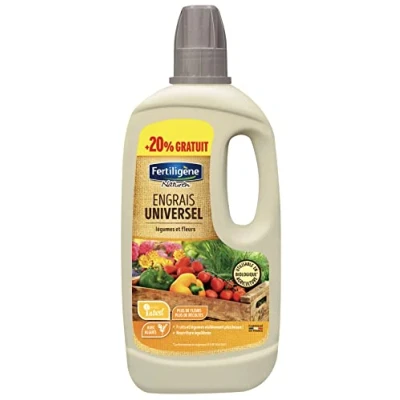 Image de FERTILIGENE FEU750P Engrais Liquide Universel Légumes et Fleurs UAB 900 ml Plantes plus belles en 7 jours Apporte une nourriture équilibrée A base d&#039;algues marines Pour 128 L de solution diluée