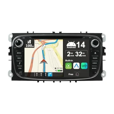 Image de JOYX Android 13 Autoradio pour Ford Focus/Mondeo/S Max/C Max/Galaxy Wireless Carplay Auto Caméra + Canbus MIC 2G+32G 2 DIN 7 Pouces Volant Bluetooth5.0 Dual Band WLAN Dab 4G DSP