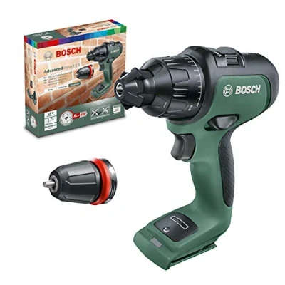 Image de Bosch Home and Garden Perceuse visseuse percussion 2 vitesses sans fil Advanced Impact 18 (sans batterie ni chargeur, avec boîte carton, embout, mandrin, porte vis magnétique) 06039B5104 Pale Green