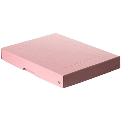 Image de Falken Ref. 22001880000F PureBox Pastel 1 boîte de rangement avec couvercle emballage cadeau sans plastique format A4 hauteur 40 mm poignée découpée entourée d&#039;un ruban rose vif