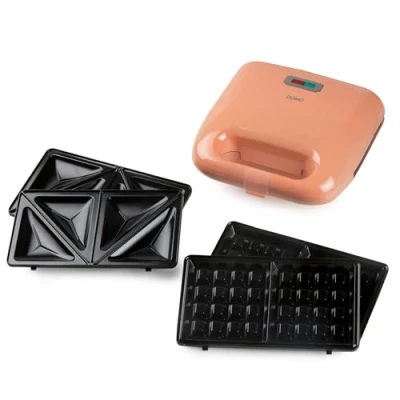 Image de DOMO DO1106C Snack Party 2 en 1 machine à croque monsieur/gaufres rose