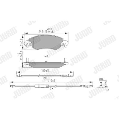Image de JURID 573026J Jeu de plaquettes frein contact signal d&#039;usure inclus avec accessoires CITROËN: C5 II 5 portes, I portes