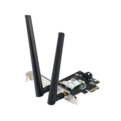 Image de ASUS PCE AXE5400 Adaptateur WiFi 6E PCI E (2 antennes externes, bande 6GHz, 160MHz, Bluetooth 5.2, sécurité réseau WPA3, OFDMA et MU MIMO