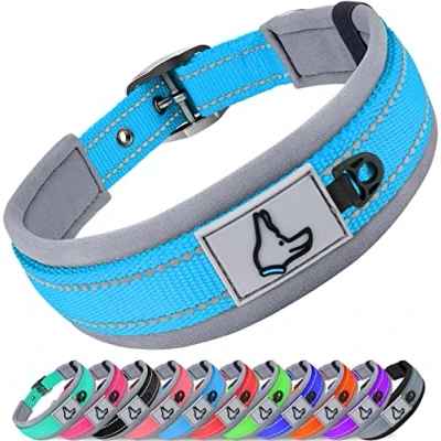 Image de Joytale Collier Chien, Réglable Grands pour Chien Rembourré, Bandes Réfléchissant, Bleu Ciel, L