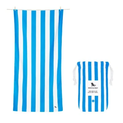 Image de Dock &amp; Bay Serviette de Plage Séchage Rapide, sans Sable Compacte, Légère 100% Recyclée Contient Un Sac Cabana Bondi Blue, Extra Large (200x90cm, 78x35)