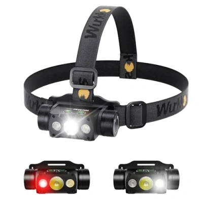 Image de Wurkkos lampe frontale LED HD50 avec 4000 lumens, de type C 9 modes luminosité, poche super lumineuse IPX8 étanche, utilisée pour la course nuit, le jogging,