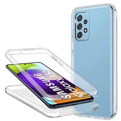 Image de Coque pour Samsung Galaxy A52 / 5G A52S 360 Degrés Protection, Transparente Souple Mince Étui en Silicone TPU Front et PC Retour Anti Scratch Choc Bumper Full Body Housse Case