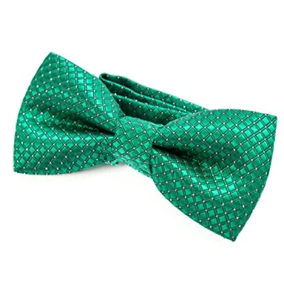 Image de DonDon Nœud papillon avec crochet Pour enfants Garçon lié et réglable 9 x 4,5 cm vert brillant des points en argent