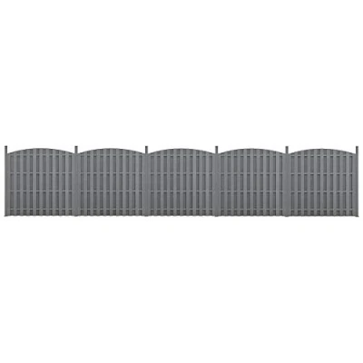 Image de NEU.HOLZ 5 Pièces de Clôture Barrière Brise Vue Vent Bois Composite WPC Demi Cercle Arrondi Gris 185 x 932 cm