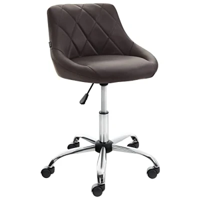 Image de CLP Tabouret De Travail Lazio A roulettes en Similicuir I Chaise avec Dossier Hauteur Réglable Et Pivotant Piètement Métal, Couleur:Marron, Matériel:Similicuir