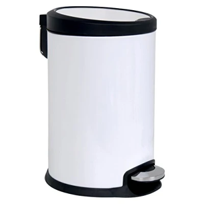 Image de MSV 100553 Poubelle à Pédale Acier Inoxydable Blanc 31,5 x 46,5 cm