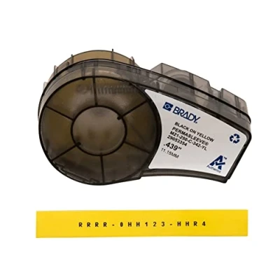 Image de Brady (M21 250 C 342 YL) Manchons en polyoléfine thermorétractable PermaSleeve pour étiqueteuses BMP21 PLUS et 11.15 mm x 2.10 m Noir sur jaune