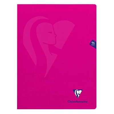 Image de Clairefontaine 313361C Un Cahier Agrafé Mimesys Rose 24x32 cm 96 Pages Grands Carreaux Papier Blanc 90 g Couverture Polypro