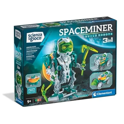 Image de Clementoni Science et jeu Robotics Spaceminer 3 robots de construction pour enfants 9 ans, avec moteur à ressort, ensemble construction, laboratoire robotique éducative, scientifique