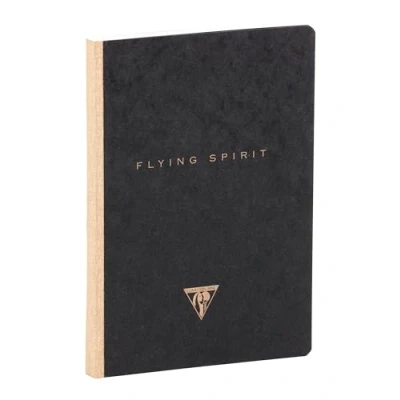 Image de Clairefontaine 102546C Un carnet broché dos toilé Flying Spirit 96 pages ivoire 14,8x21 cm 90g lignées, couverture en carte lustrée noire, motif aléatoire
