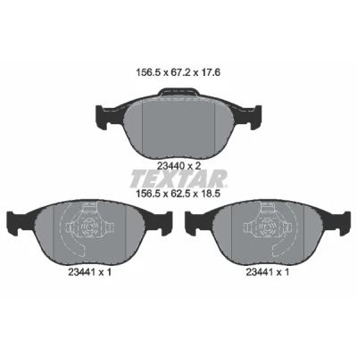 Image de TEXTAR 2344004 Jeu de plaquettes frein non préparé pour indicateur d&#039;usure FORD: Focus Mk1 3/5 portes, Transit Connect Van, Tourneo