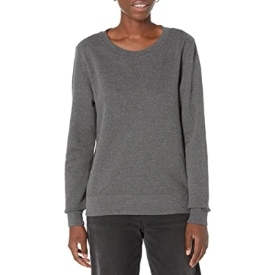 Image de Amazon Essentials Sweatshirt Col Rond en Molleton Éponge (Grandes Tailles Disponibles) Femme, Charbon Chiné, XS