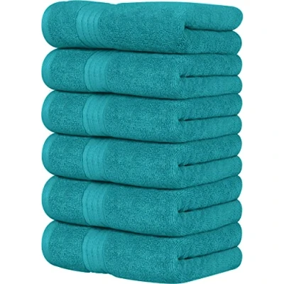 Image de Utopia Towels Lot de 6 Serviettes Toilette Luxe, (41 x 71 CM) 100% Coton filé, légères et très absorbantes pour la Salle Bain, Le Voyage, Camping, l&#039;hôtel Spa (Turquoise)
